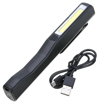 2X Перезаряжаемый светодиодный COB Портативный фонарь для проверки работы в кемпинге, ручной фонарик, Магнитный Черный