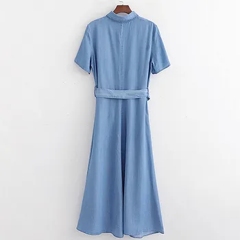 Женское длинное платье из денима, повседневная летняя женская одежда, хлопковые джинсы размера плюс, длинное платье Макси, элегантный синий пляжный халат для вечеринок 0