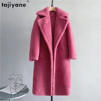 Куртка для стрижки Овец Tajiyane, Зима 2023, Женское Шерстяное Пальто, Длинные Меховые Пальто, Женские Куртки, Корейское Модное Пальто, Veste Femme SGG