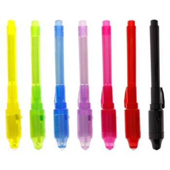 Мини 2 в 1 маркер ручка с невидимыми чернилами Магия света УФ ультрафиолетовый фонарик комбо канцтовары маркер фонарик с батареей 0
