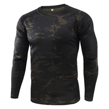 Мужская тактическая камуфляжная футболка с длинным рукавом Camisa masculina, Быстросохнущая уличная военная одежда для тренировок по страйкболу и пейнтболу