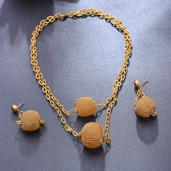 Наборы ювелирных изделий из эфиопского золота в африканском стиле для женщин, Нигерийское свадебное ожерелье, серьги, набор украшений из круглых бусин