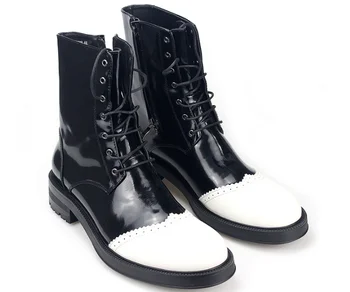Новые зимние модные ботинки до середины икры, повседневные ботинки Martin, мужская обувь из натуральной кожи, мужские ботинки на шнуровке 0