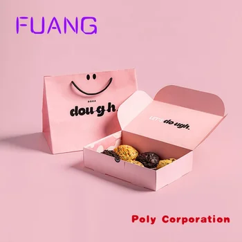 Оптовый изготовленный на заказ логотип биоразлагаемая пищевая розовая бумага для пончиков моти, упаковка теста для печенья delivpacking box для малого бизнеса 0