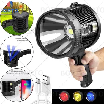 Ультраяркий USB Перезаряжаемый светодиодный фонарик-прожектор, мощный фонарь, прожектор, портативное освещение, Наружные прожекторы, вода