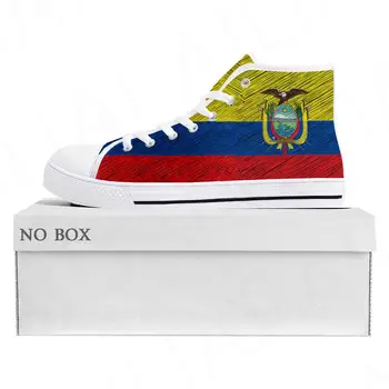 Флаг Эквадора Высокие Высококачественные кроссовки Мужские женские подростковые парусиновые кроссовки Ecuador Повседневная обувь для пар На заказ 0