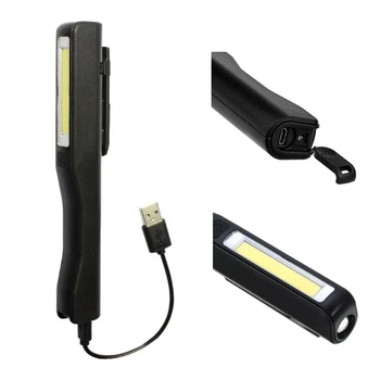 2X Перезаряжаемый светодиодный COB Портативный фонарь для проверки работы в кемпинге, ручной фонарик, Магнитный Черный 5